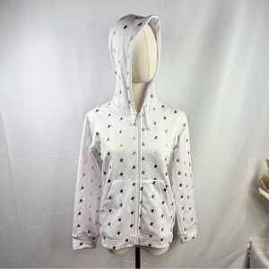 EUC Golden Goose Jersey Zip Up Hooded Sweatshirt w/ Gold Star Print